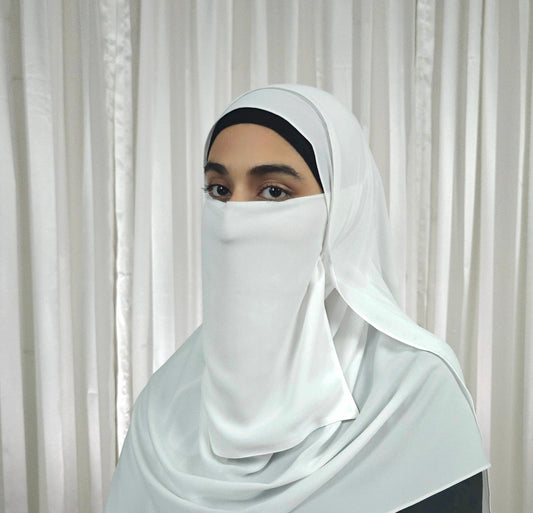 Premium Chiffon Half Niqab - White