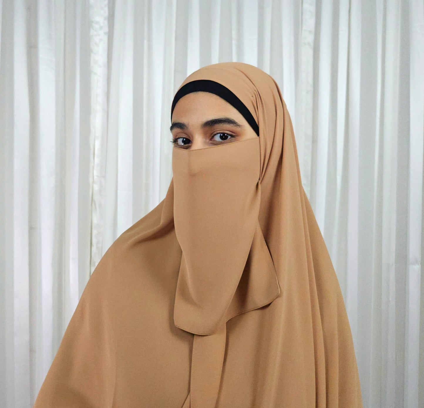 Premium Chiffon Half Niqab - Caramel