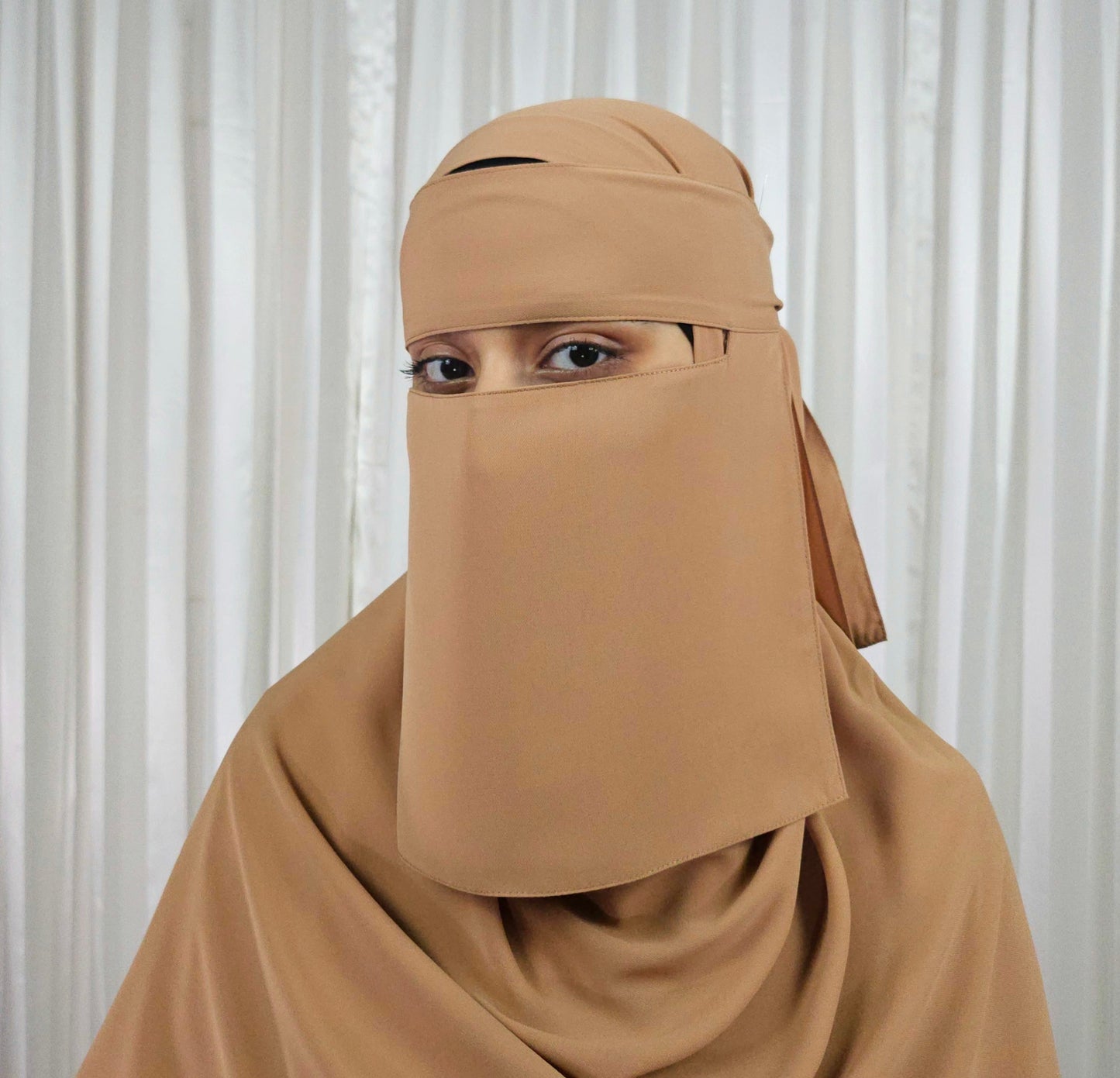 Premium Chiffon Full Niqab - Caramel