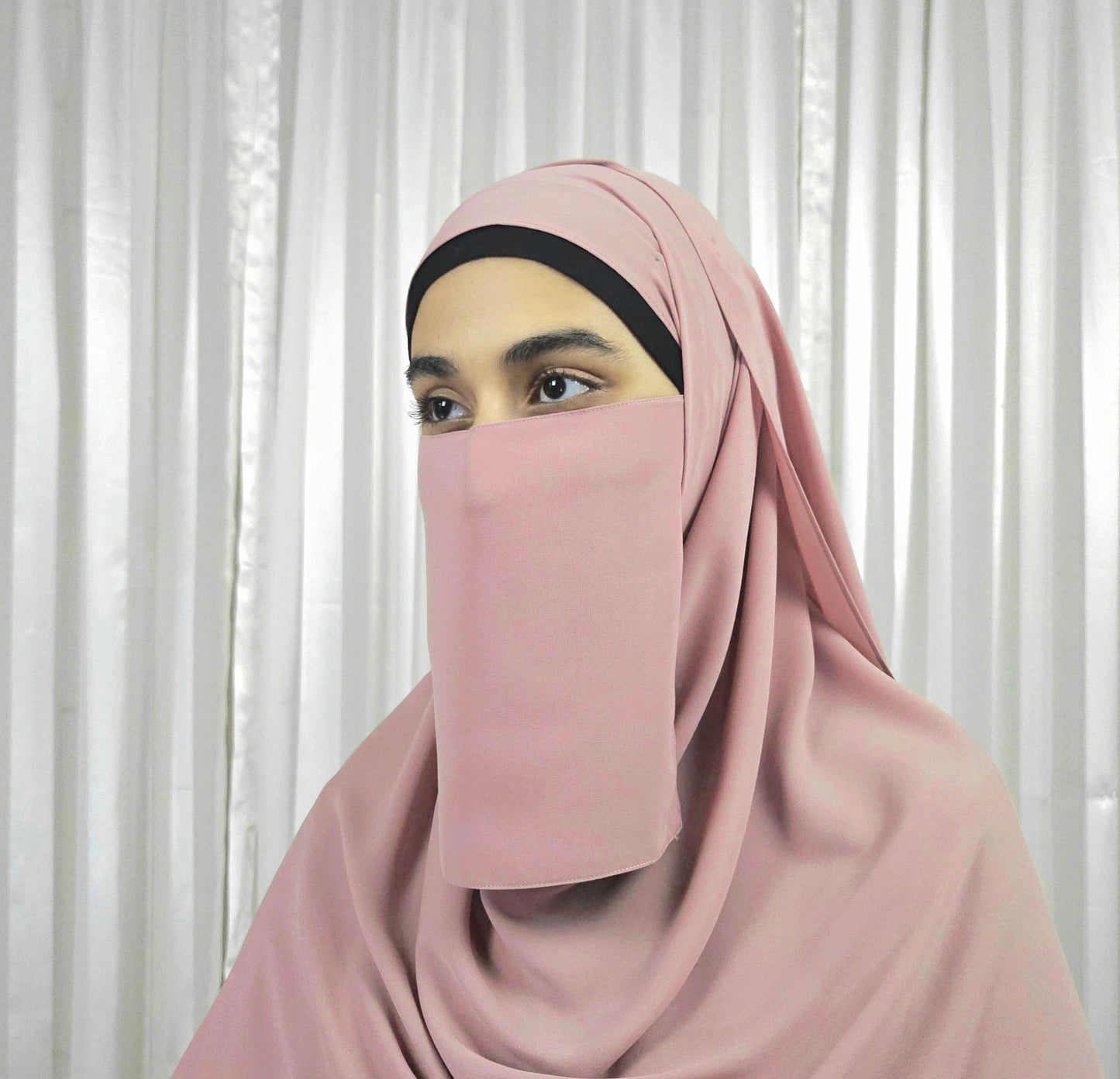 Premium Chiffon Half Niqab - Rose