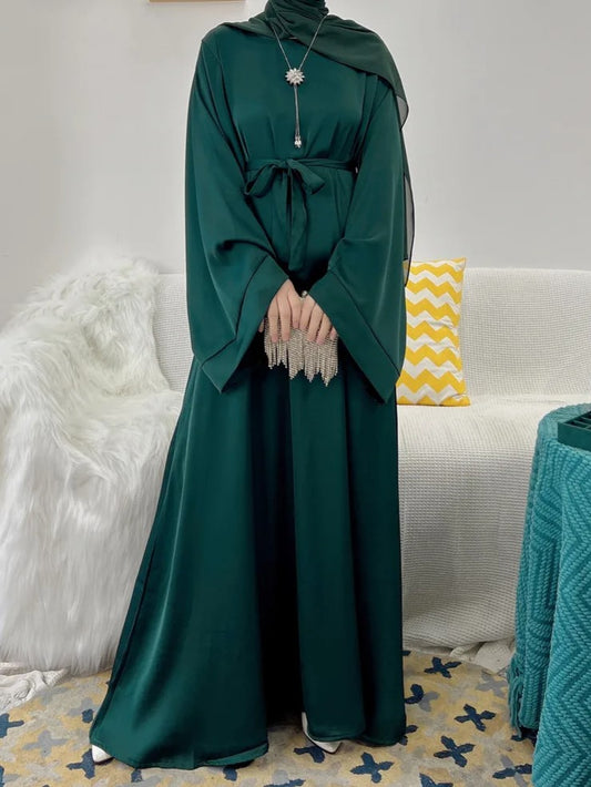 Long-Sleeve Satin Abaya