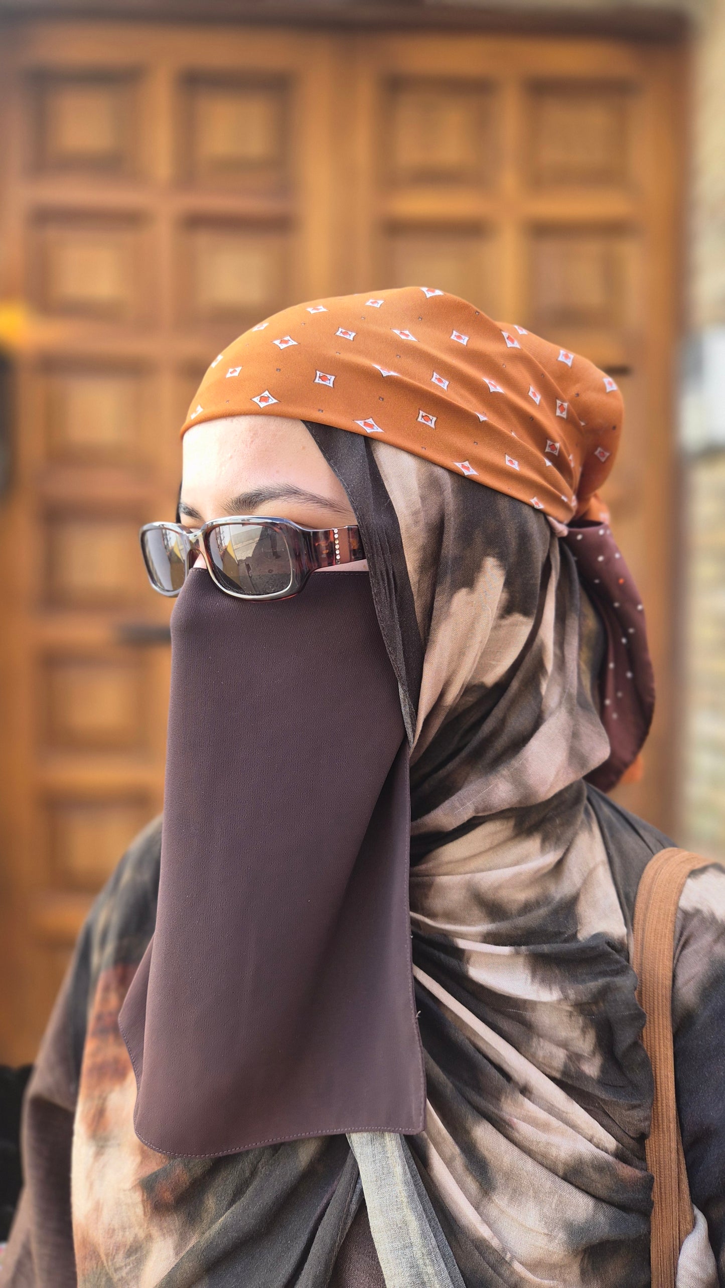 Chocolate Brown Premium Chiffon Half Niqab