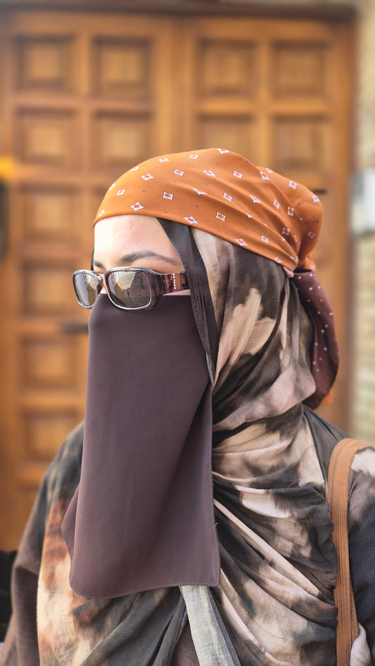 Chocolate Brown Premium Chiffon Half Niqab
